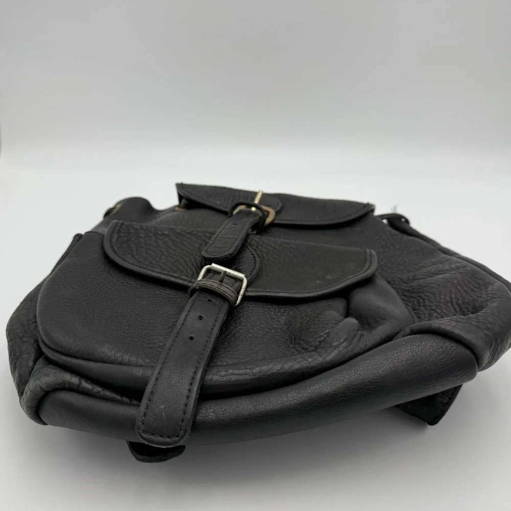 VTG Genuine Leather Rucksack Backpack Black Travel 12